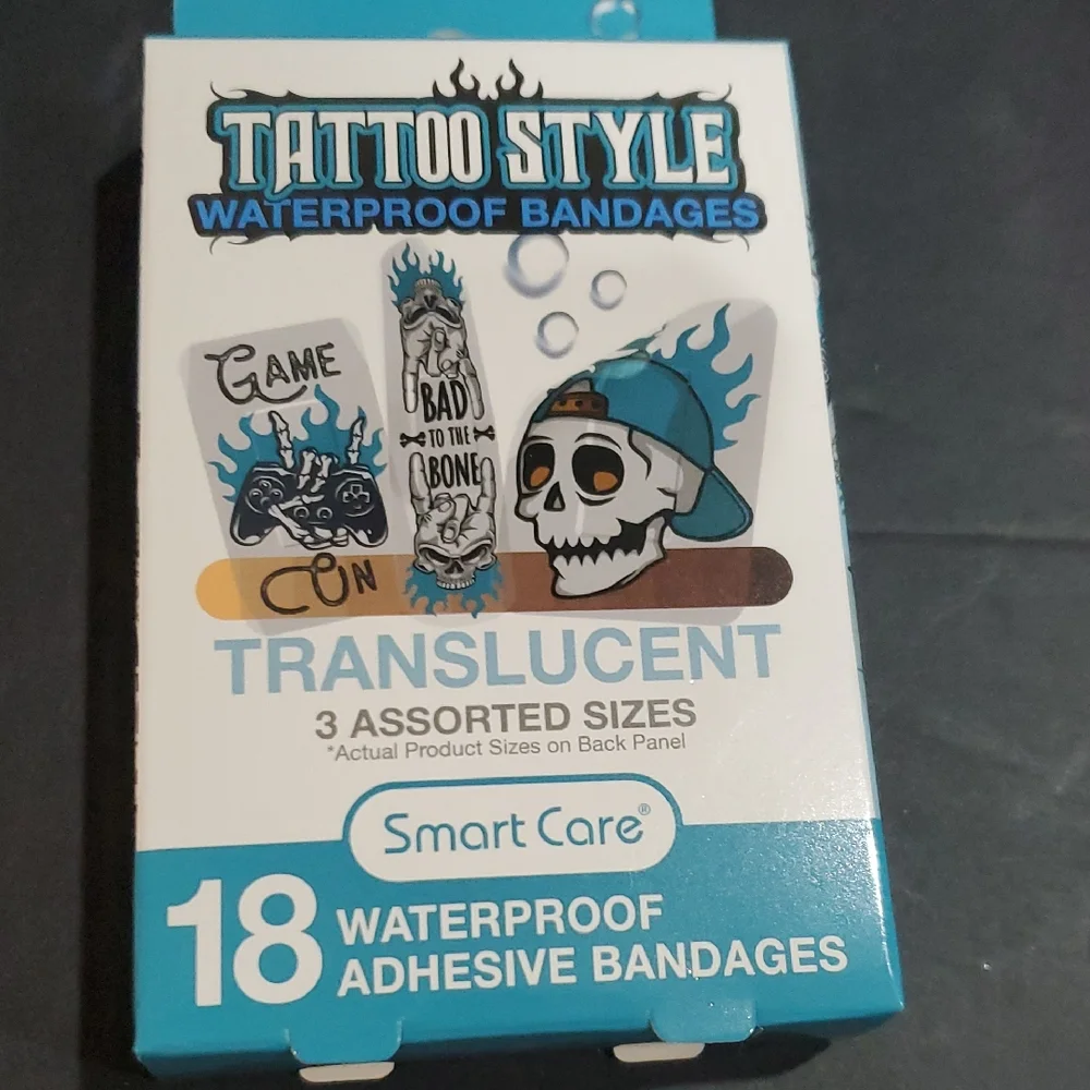 18piece tatoo style assorted translucent waterproof‎ bandages brand new FREE